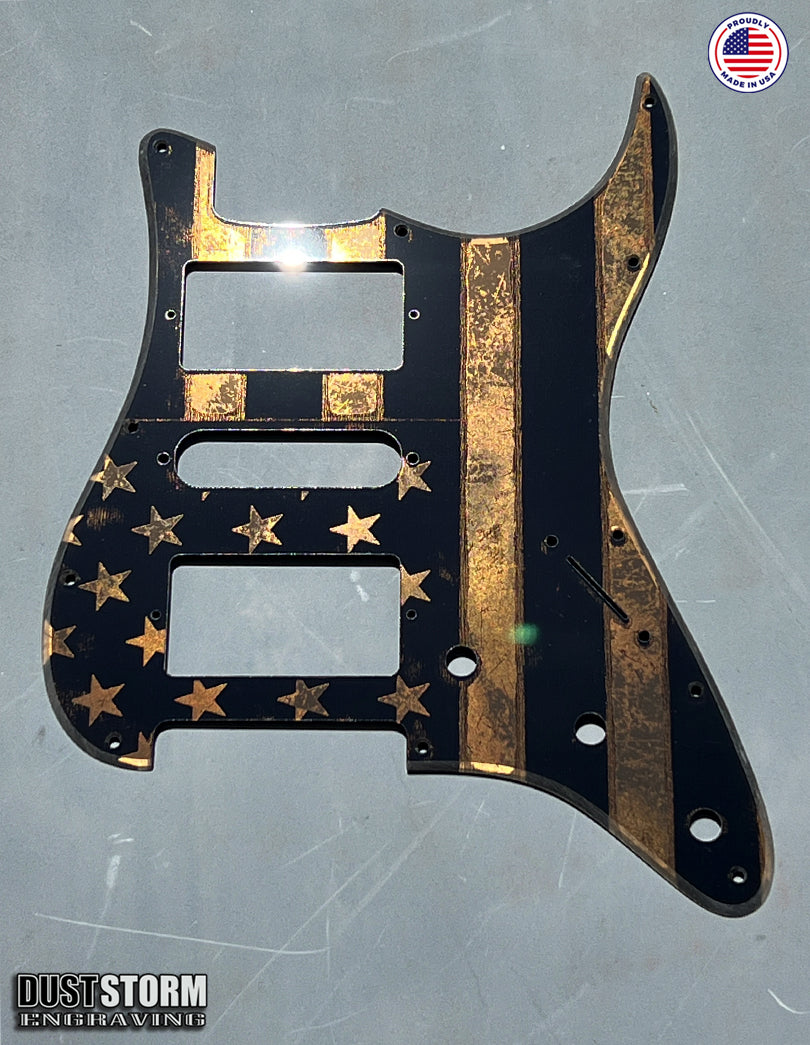 American Flag Pickguard & Free Tremolo Cover in Copper Acrylic Mirror for Fender Stratocaster SSS, HSS, HSH Setups Available