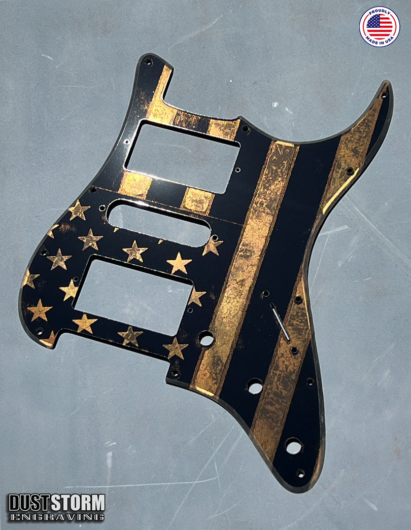 American Flag Pickguard & Free Tremolo Cover in Copper Acrylic Mirror for Fender Stratocaster SSS, HSS, HSH Setups Available