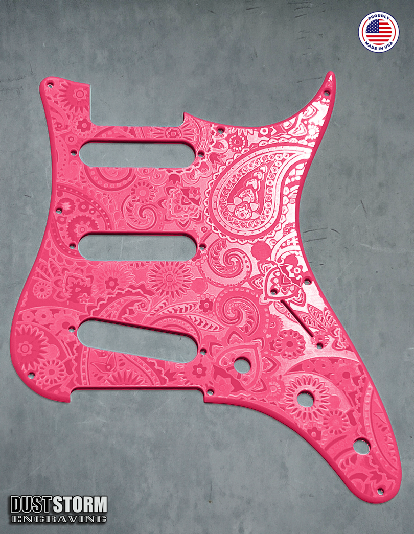Paisley Pickguard Tremolo Cover Set for PRS Silver Sky - Engraved Acrylic - 10 Solid Color Choices