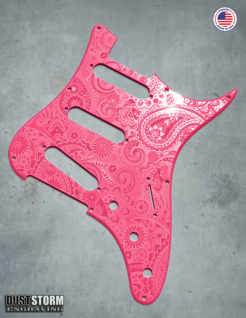 Paisley Pickguard Tremolo Cover Set for PRS Silver Sky - Engraved Acrylic - 10 Solid Color Choices