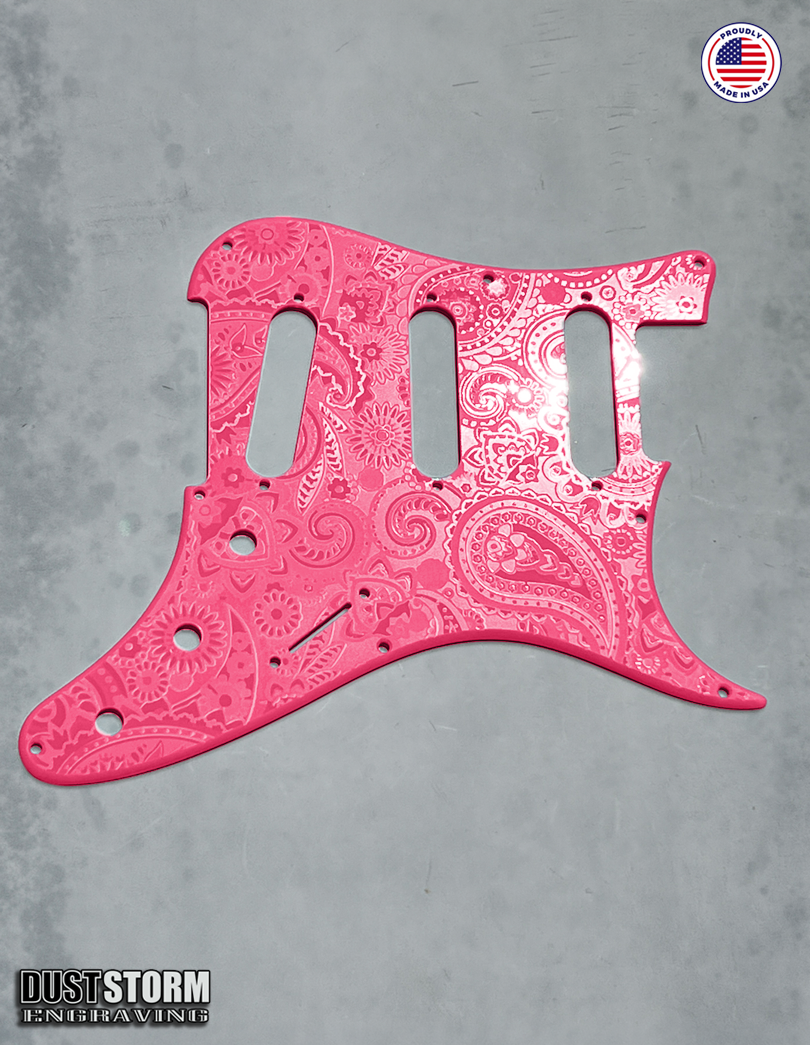 Paisley Pickguard Tremolo Cover Set for PRS Silver Sky - Engraved Acrylic - 10 Solid Color Choices