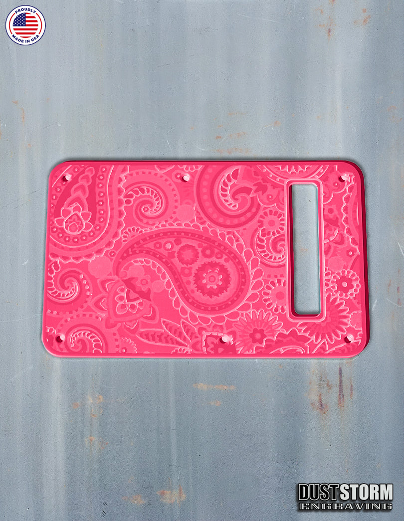 Engraved Paisley Pickguard and Tremolo Cover for Fender Stratocaster in Glossy Acrylic, 12 Solid Color Choices, HSH, HSS, SSS Setups Available