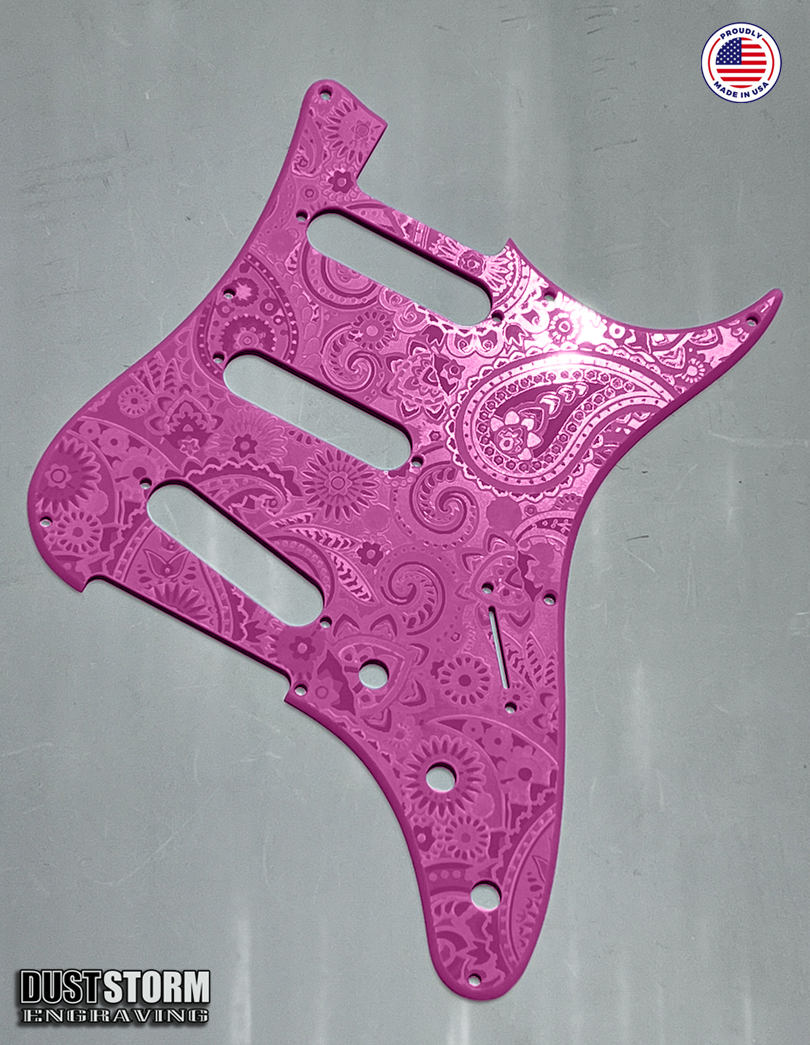 Paisley Pickguard Tremolo Cover Set for PRS Silver Sky - Engraved Acrylic - 10 Solid Color Choices
