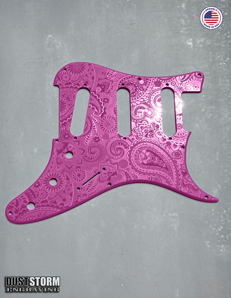 Paisley Pickguard Tremolo Cover Set for PRS Silver Sky - Engraved Acrylic - 10 Solid Color Choices