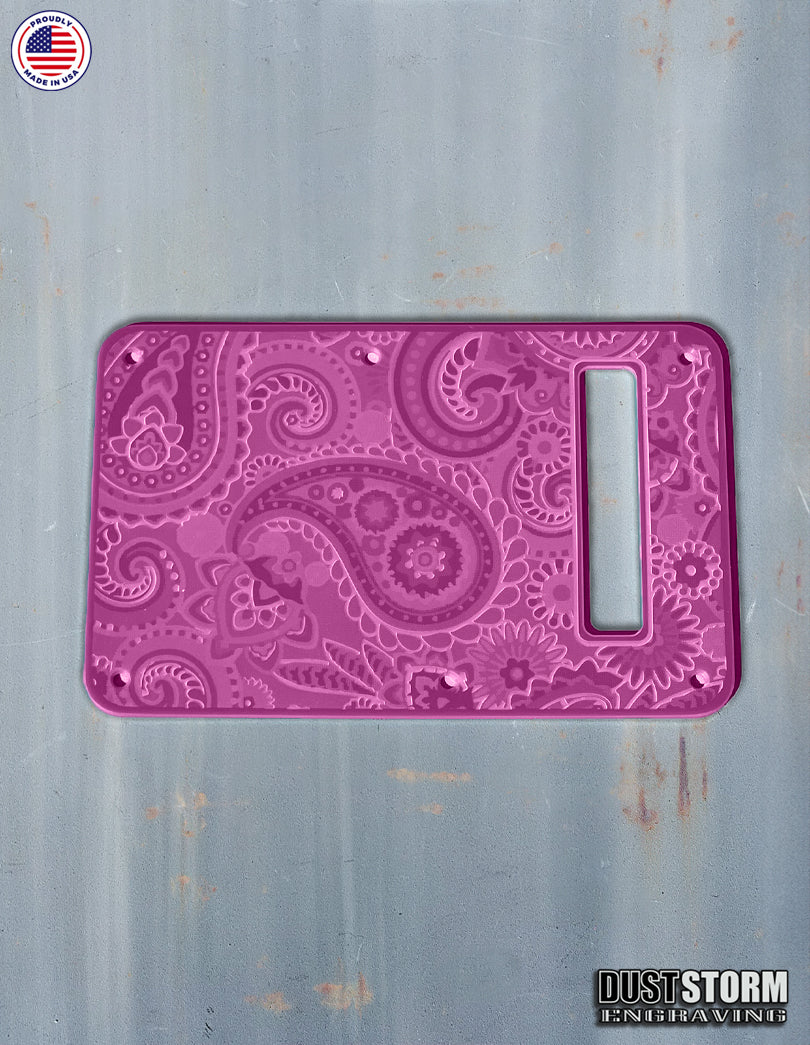 Engraved Paisley Pickguard and Tremolo Cover for Fender Stratocaster in Glossy Acrylic, 12 Solid Color Choices, HSH, HSS, SSS Setups Available