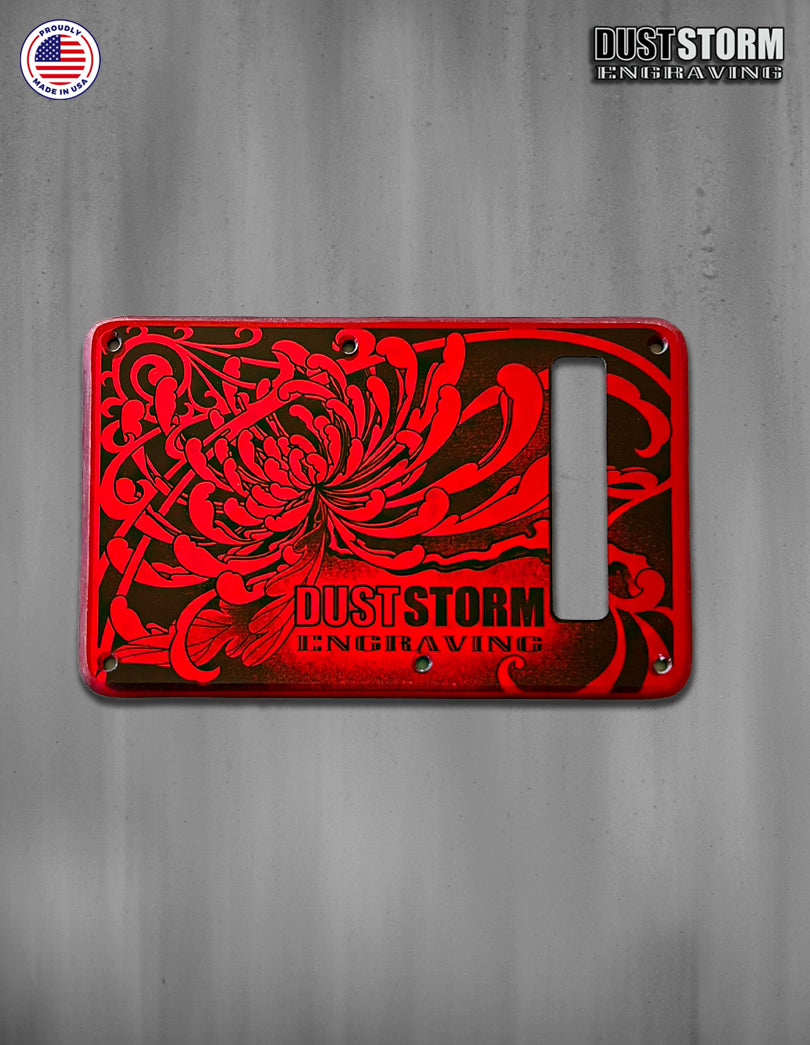 Engraved Pickguard & Tremolo Cover in Red Acrylic Mirror for Fender Stratocaster HH Pickup Cut