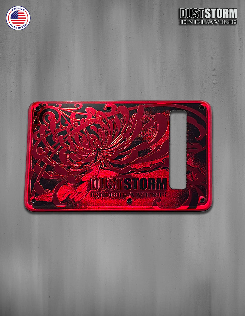 Engraved Pickguard & Tremolo Cover in Red Acrylic Mirror for Fender Stratocaster HH Pickup Cut