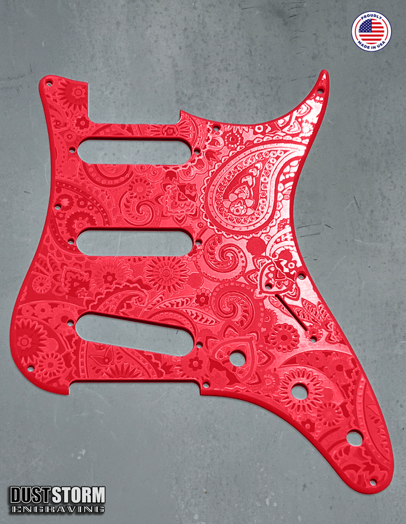 Paisley Pickguard Tremolo Cover Set for PRS Silver Sky - Engraved Acrylic - 10 Solid Color Choices