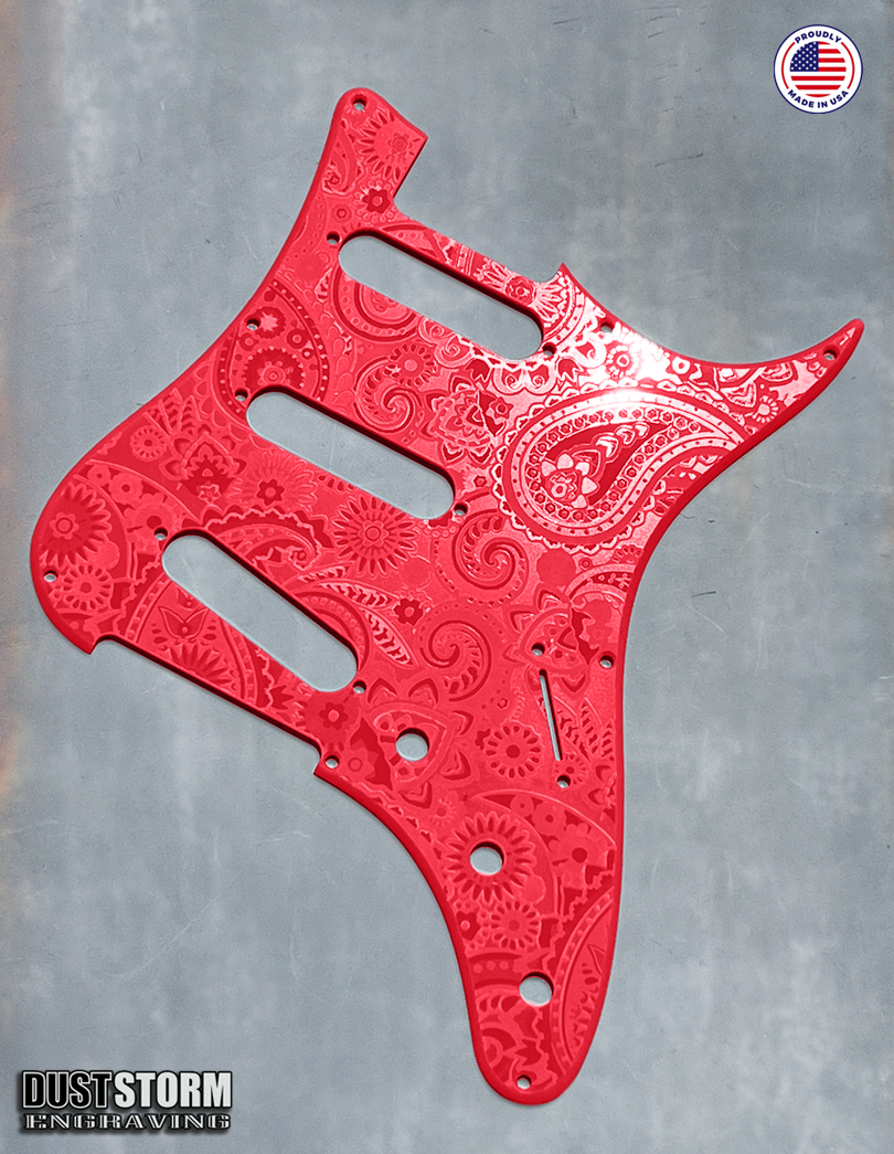 Paisley Pickguard Tremolo Cover Set for PRS Silver Sky - Engraved Acrylic - 10 Solid Color Choices