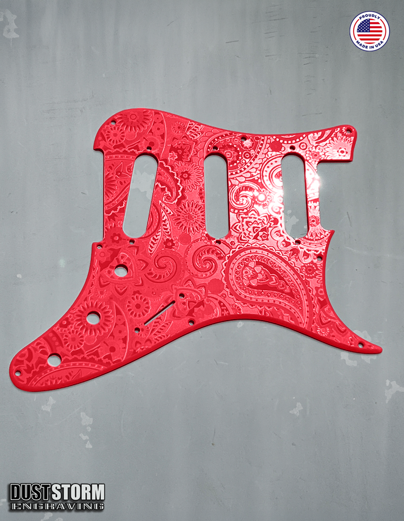 Paisley Pickguard Tremolo Cover Set for PRS Silver Sky - Engraved Acrylic - 10 Solid Color Choices