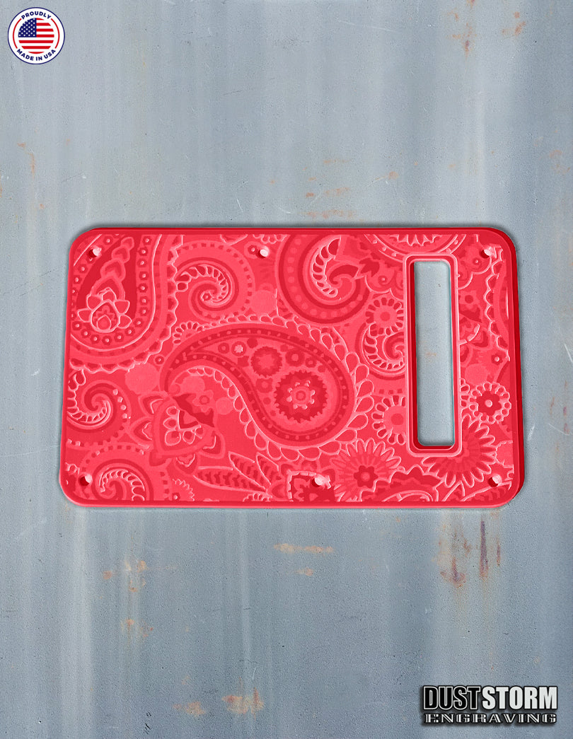 Engraved Paisley Pickguard and Tremolo Cover for Fender Stratocaster in Glossy Acrylic, 12 Solid Color Choices, HSH, HSS, SSS Setups Available