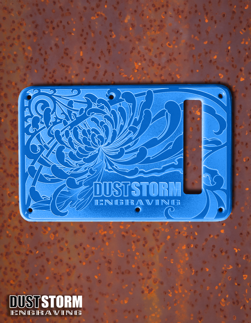 Custom Laser Engraved White Fender Strat Style Guitar Body with Glossy Sky-Blue Acrylic Pickguard and Tremolo Cover HSH, HSS, SSS Setups Available
