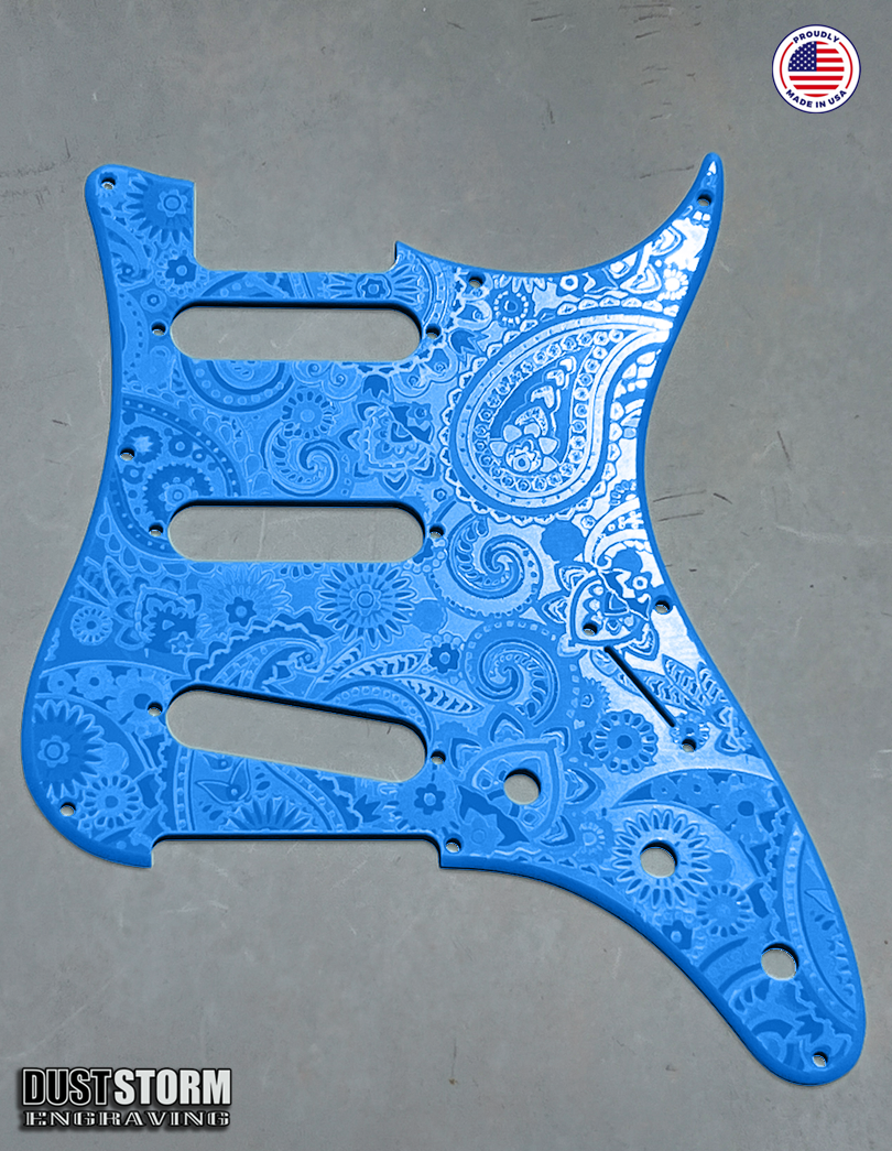 Paisley Pickguard Tremolo Cover Set for PRS Silver Sky - Engraved Acrylic - 10 Solid Color Choices