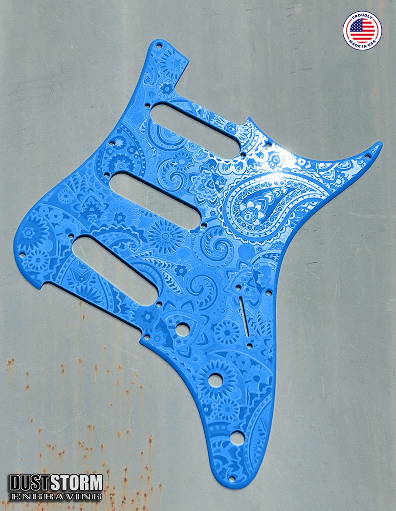 Paisley Pickguard Tremolo Cover Set for PRS Silver Sky - Engraved Acrylic - 10 Solid Color Choices