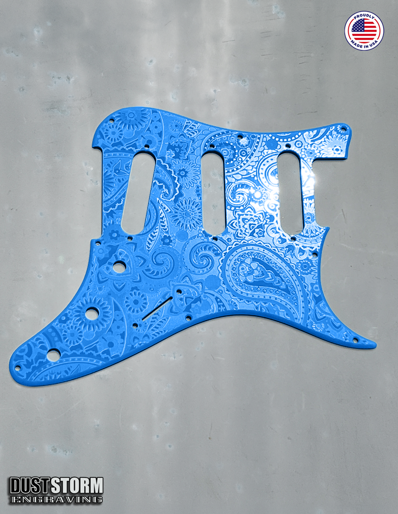 Paisley Pickguard Tremolo Cover Set for PRS Silver Sky - Engraved Acrylic - 10 Solid Color Choices