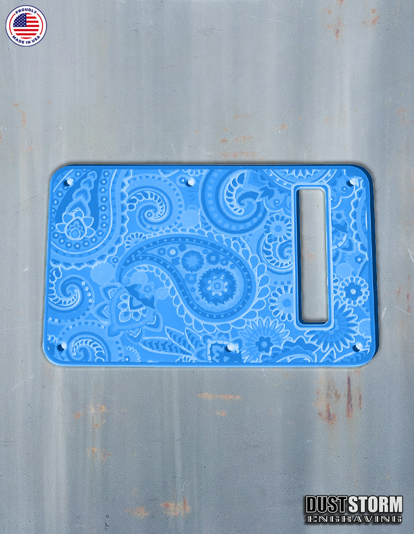 Engraved Paisley Pickguard and Tremolo Cover for Fender Stratocaster in Glossy Acrylic, 12 Solid Color Choices, HSH, HSS, SSS Setups Available
