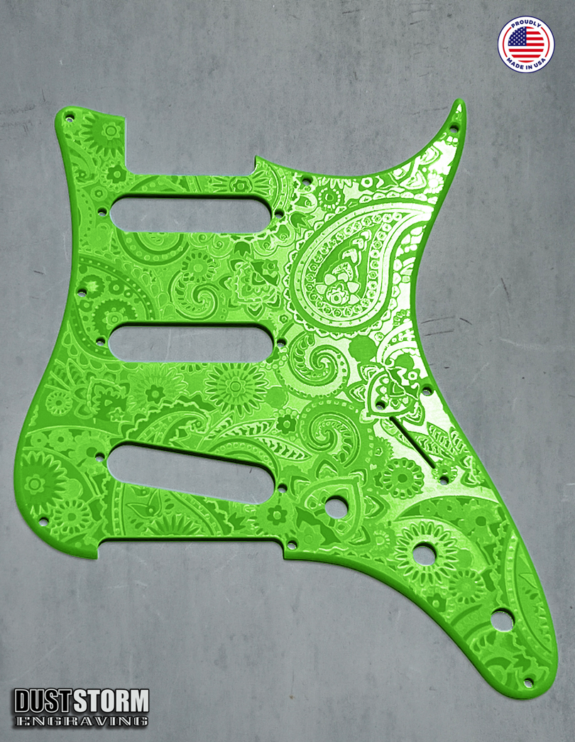 Paisley Pickguard Tremolo Cover Set for PRS Silver Sky - Engraved Acrylic - 10 Solid Color Choices