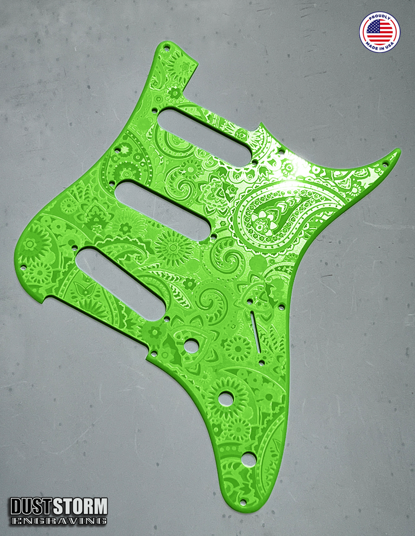 Paisley Pickguard Tremolo Cover Set for PRS Silver Sky - Engraved Acrylic - 10 Solid Color Choices