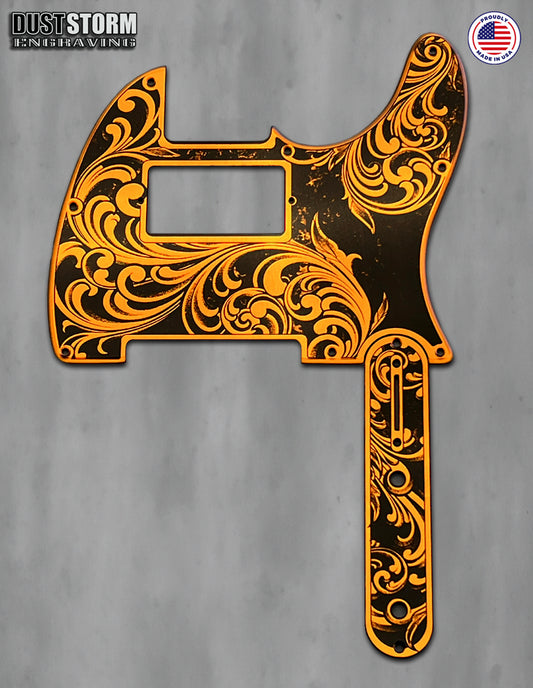 Burnt Orange Telecaster Pickguard and Toggle Control Plate Bundle