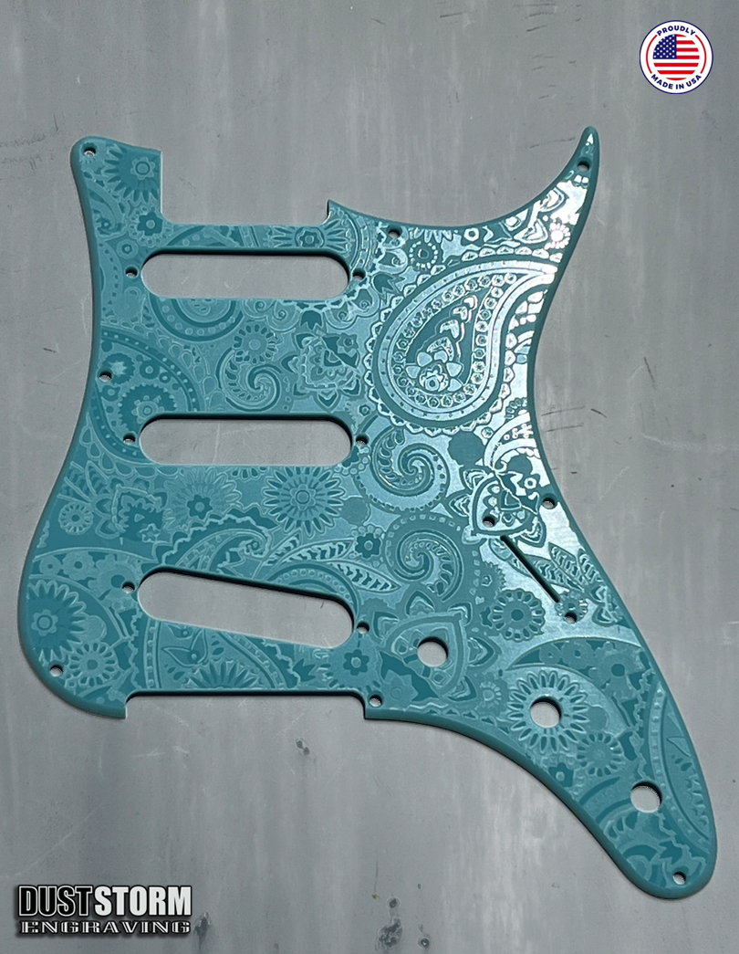 Paisley Pickguard Tremolo Cover Set for PRS Silver Sky - Engraved Acrylic - 10 Solid Color Choices