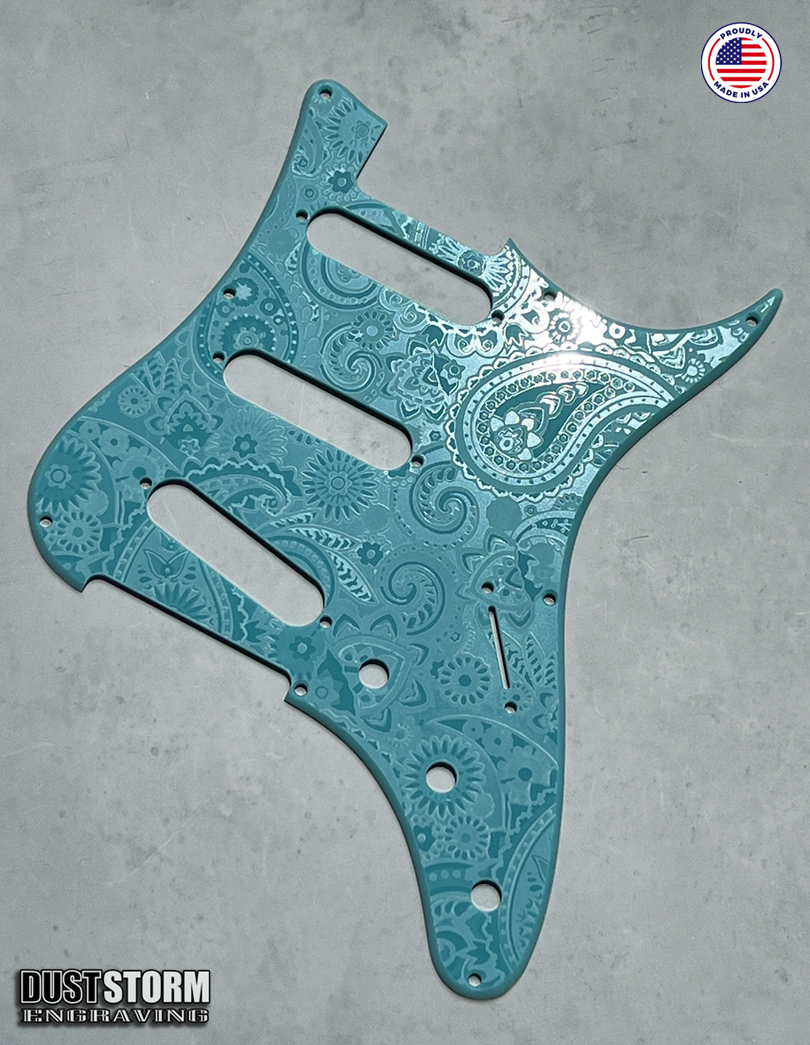 Paisley Pickguard Tremolo Cover Set for PRS Silver Sky - Engraved Acrylic - 10 Solid Color Choices