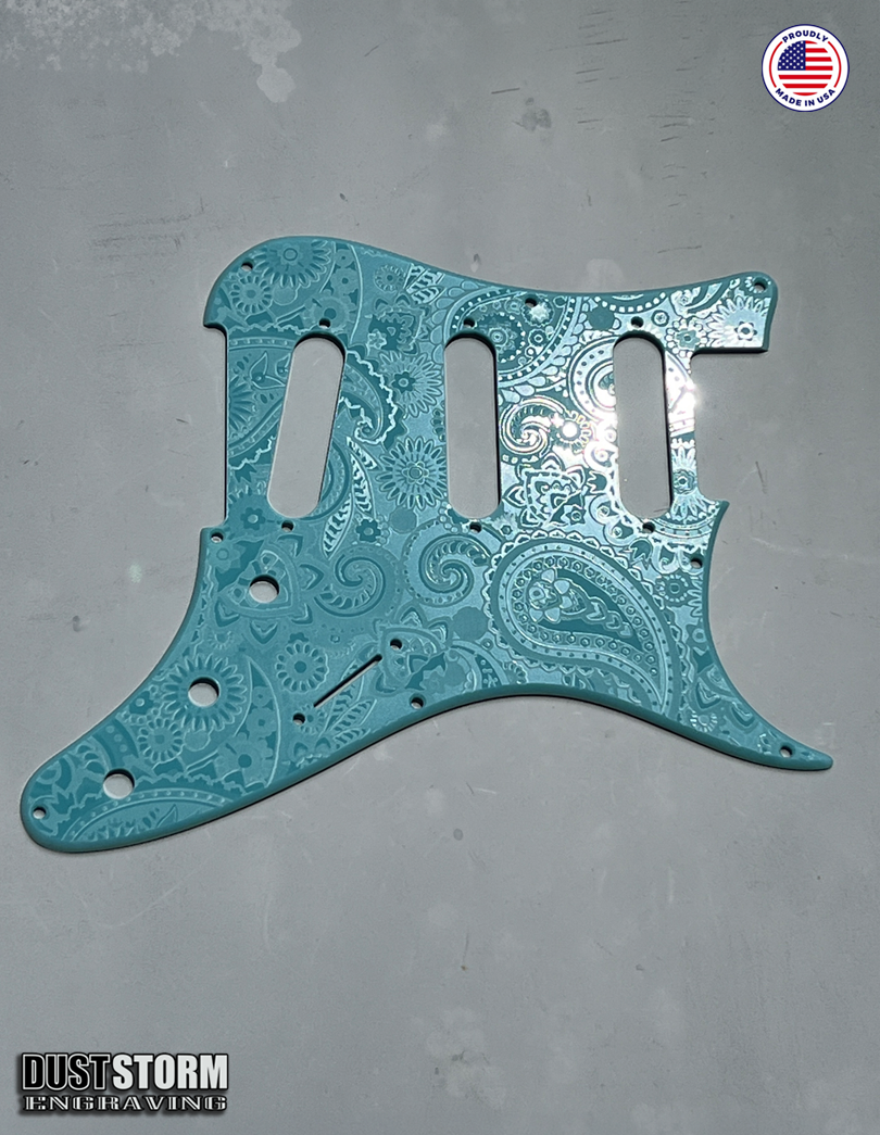 Paisley Pickguard Tremolo Cover Set for PRS Silver Sky - Engraved Acrylic - 10 Solid Color Choices