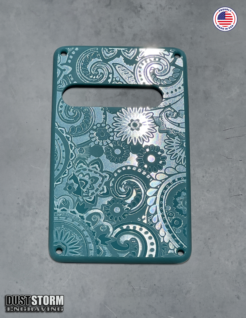 Paisley Pickguard Tremolo Cover Set for PRS Silver Sky - Engraved Acrylic - 10 Solid Color Choices