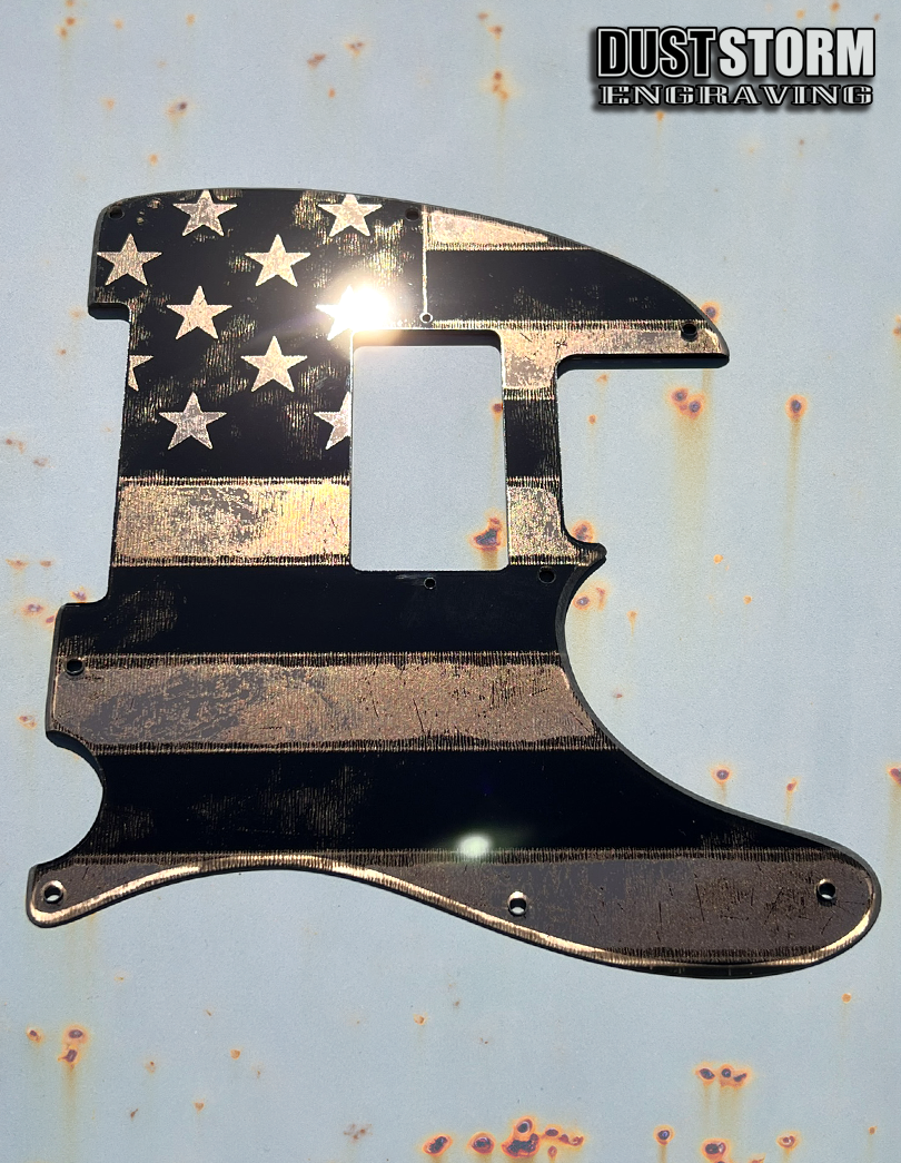 Engraved 8 Hole Pickguard for Fender Telecaster American Flag Copper Acrylic Mirror American/Mexican Tele Guitar Scratch Plate Humbucker or Standard Cut Available