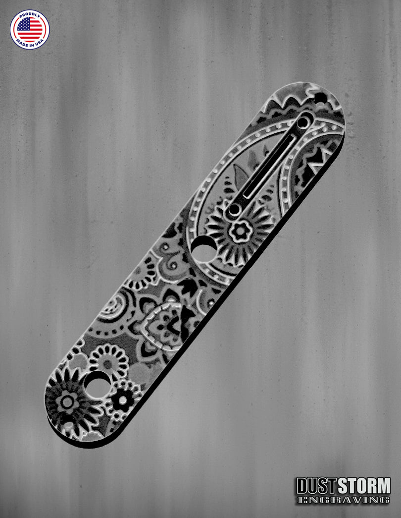 Laser‑Engraved Paisley Telecaster Toggle Control Plate – Glossy Acrylic Guitar Accessory in 12 Color Options