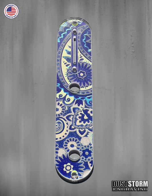 Laser‑Engraved Paisley Telecaster Toggle Control Plate – Iridescent Rainbow Acrylic Mirror Guitar Upgrade