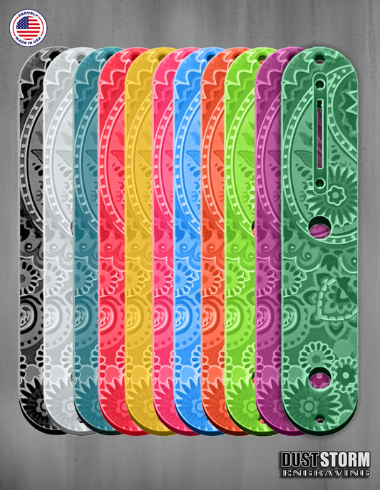 Laser‑Engraved Paisley Telecaster Toggle Control Plate – Glossy Acrylic Guitar Accessory in 12 Color Options