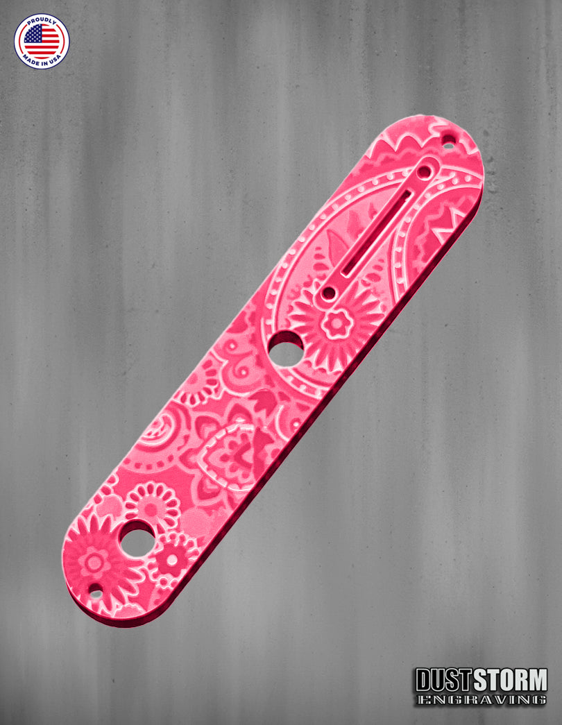 Laser‑Engraved Paisley Telecaster Toggle Control Plate – Glossy Acrylic Guitar Accessory in 12 Color Options