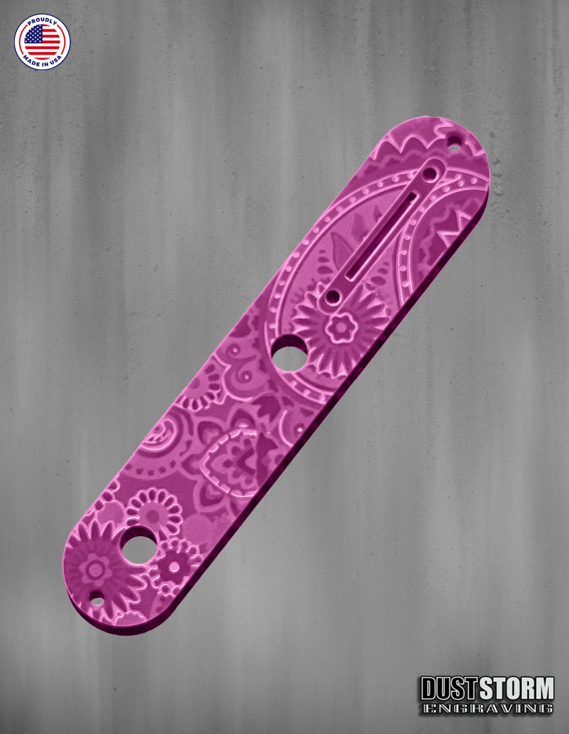 Laser‑Engraved Paisley Telecaster Toggle Control Plate – Glossy Acrylic Guitar Accessory in 12 Color Options