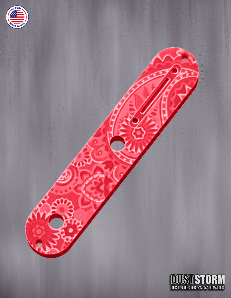 Laser‑Engraved Paisley Telecaster Toggle Control Plate – Glossy Acrylic Guitar Accessory in 12 Color Options