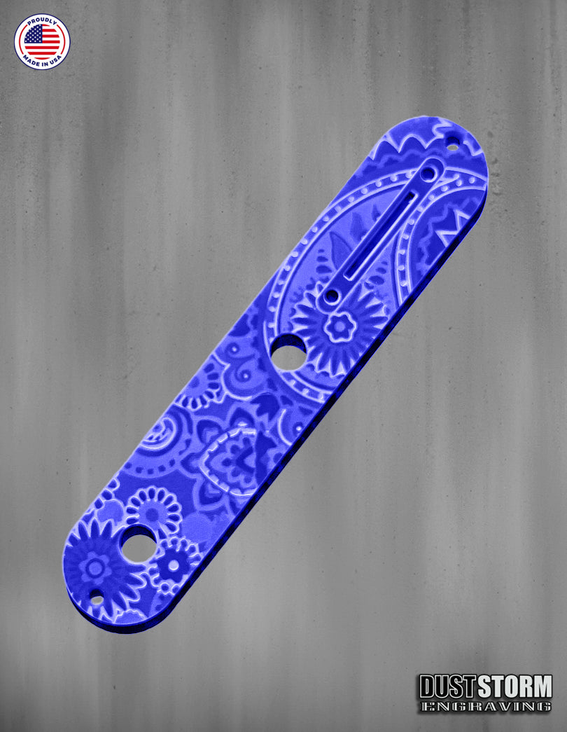 Laser‑Engraved Paisley Telecaster Toggle Control Plate – Glossy Acrylic Guitar Accessory in 12 Color Options