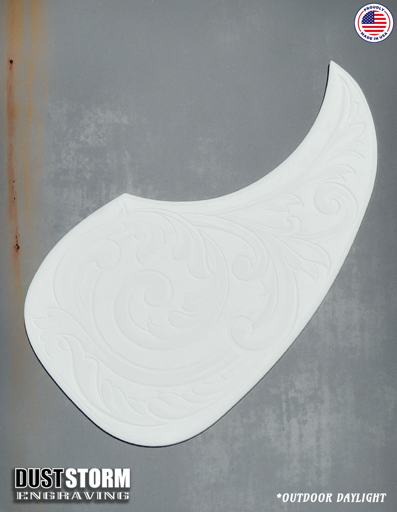Acoustic Guitar Pickguard Laser Engraved White Solid Color Acrylic for Martin D28 Style Guitar