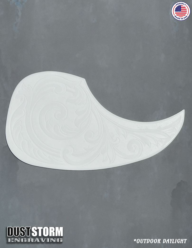 Acoustic Guitar Pickguard Laser Engraved White Solid Color Acrylic for Martin D28 Style Guitar