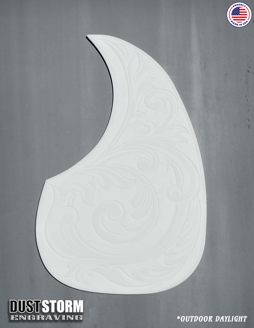 Acoustic Guitar Pickguard Laser Engraved White Solid Color Acrylic for Martin D28 Style Guitar