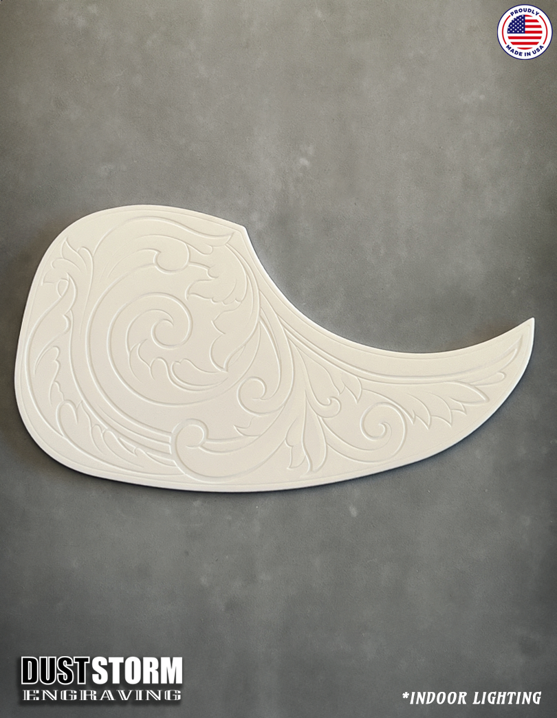Acoustic Guitar Pickguard Laser Engraved White Solid Color Acrylic for Martin D28 Style Guitar