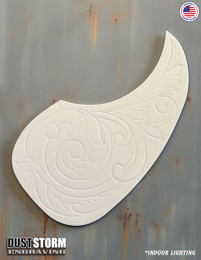 Acoustic Guitar Pickguard Laser Engraved White Solid Color Acrylic for Martin D28 Style Guitar