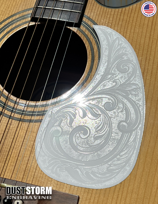 Acoustic Guitar Pickguard Laser Engraved White Solid Color Acrylic for Martin D28 Style Guitar
