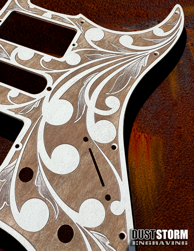 Custom Laser Engraved Cherry Wood Veneer Pickguards