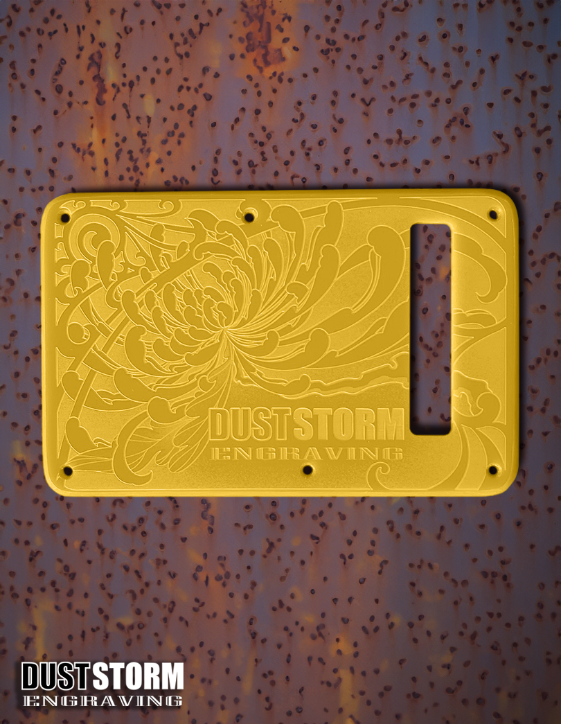 Custom Laser Engraved White Fender Strat Style Guitar Body with Glossy Yellow Acrylic Pickguard and Tremolo Cover HSH, HSS, SSS Setups Available