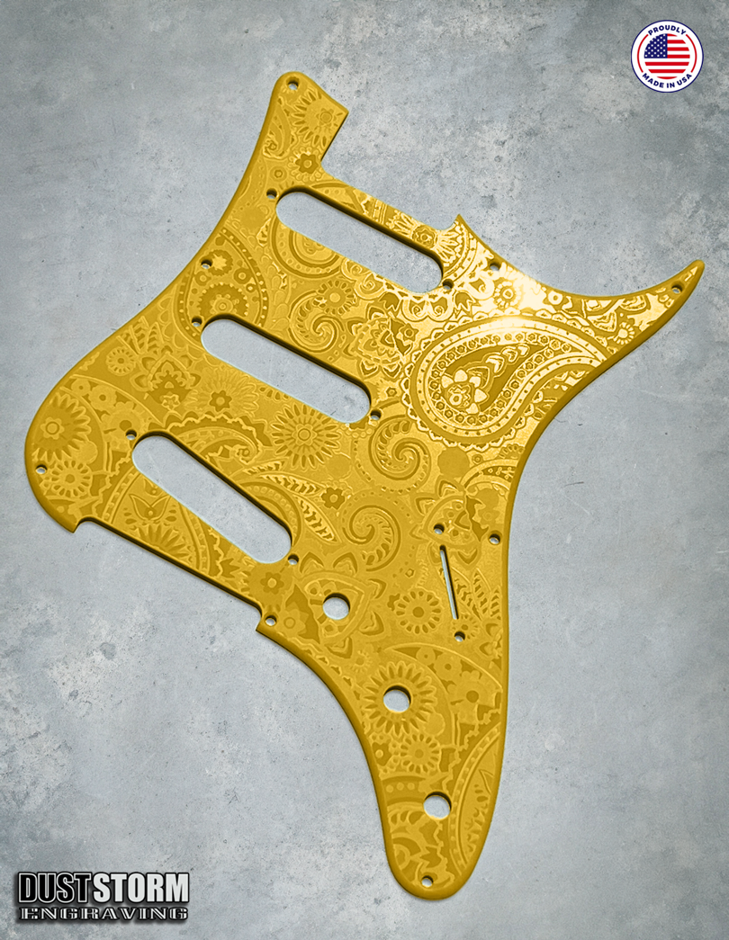 Paisley Pickguard Tremolo Cover Set for PRS Silver Sky - Engraved Acrylic - 10 Solid Color Choices