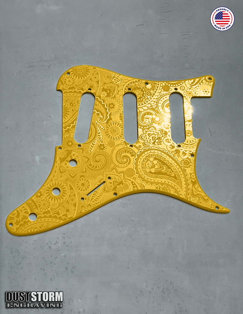 Paisley Pickguard Tremolo Cover Set for PRS Silver Sky - Engraved Acrylic - 10 Solid Color Choices
