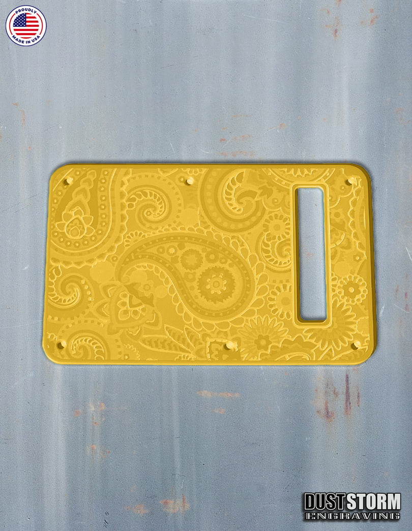 Engraved Paisley Pickguard and Tremolo Cover for Fender Stratocaster in Glossy Acrylic, 12 Solid Color Choices, HSH, HSS, SSS Setups Available