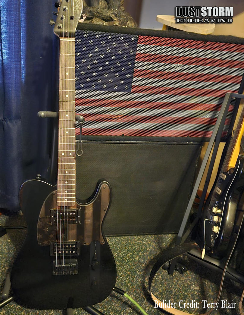 Engraved 8 Hole Pickguard for Fender Telecaster American Flag Copper Acrylic Mirror American/Mexican Tele Guitar Scratch Plate Humbucker or Standard Cut Available