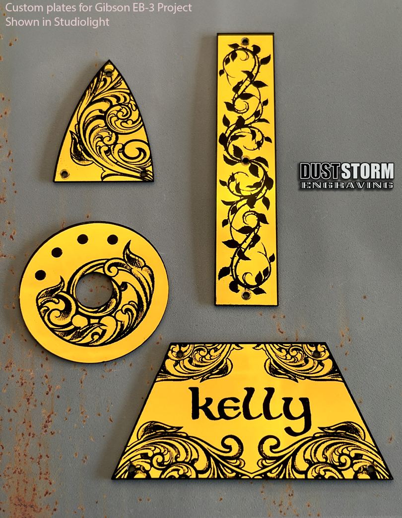 Custom Laser Engraved Truss Rod Covers and Plates 1/16" thick