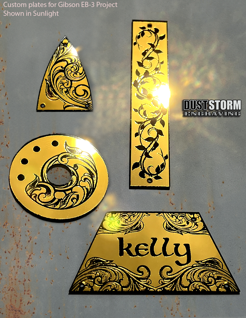 Custom Laser Engraved Truss Rod Covers and Plates 1/16" thick