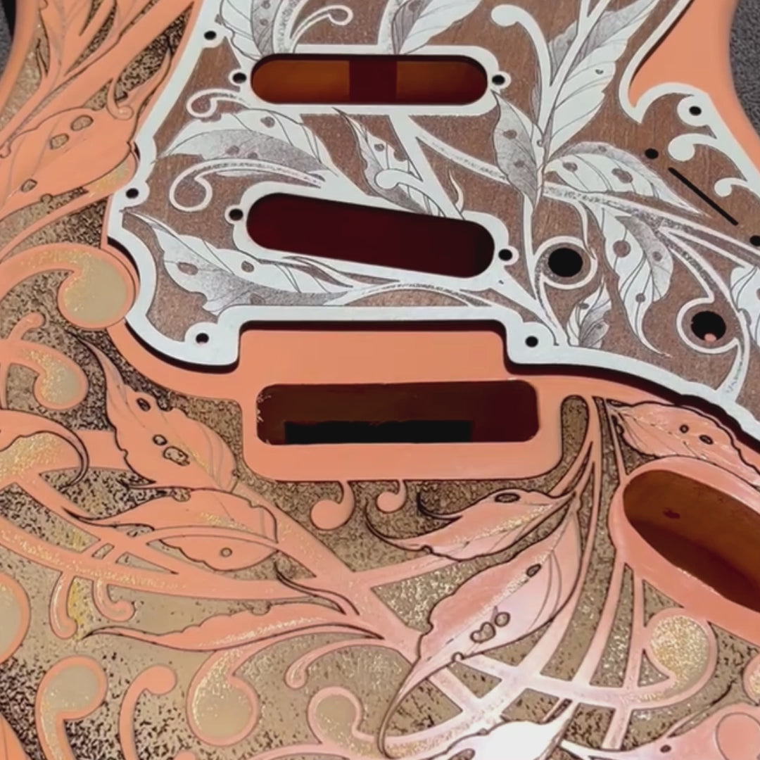 Atlantic Coral XGP Stratocaster Style Laser Engraved Guitar Body